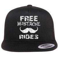 Free Mustache Rides Funny Hipster Mustache Mustache Lovers Flat Bill Trucker Hat