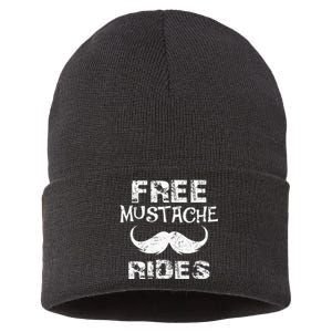 Free Mustache Rides Funny Hipster Mustache Mustache Lovers Sustainable Knit Beanie