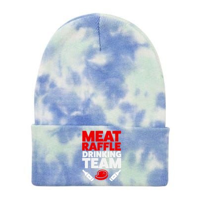 Funny Meat Raffle Drinking Team Buffalo NY Minnesota Tie Dye 12in Knit Beanie