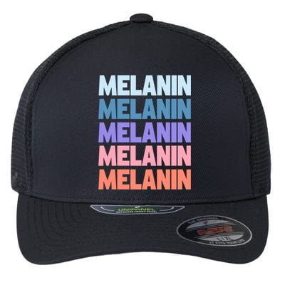 Funny Modern Repeated Text Design Melanin Black History Gift Flexfit Unipanel Trucker Cap