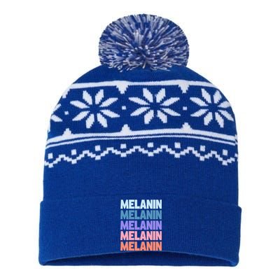 Funny Modern Repeated Text Design Melanin Black History Gift USA-Made Snowflake Beanie