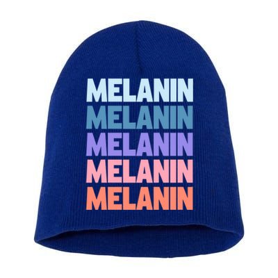 Funny Modern Repeated Text Design Melanin Black History Gift Short Acrylic Beanie