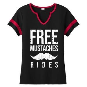 Free Mustache Rides Funny Ladies Halftime Notch Neck Tee