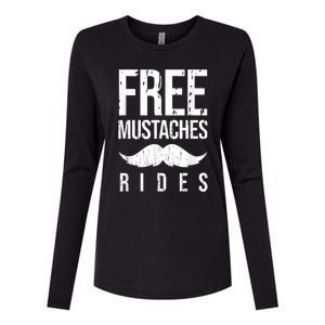 Free Mustache Rides Funny Womens Cotton Relaxed Long Sleeve T-Shirt