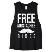 Free Mustache Rides Funny Women's Racerback Cropped Tank