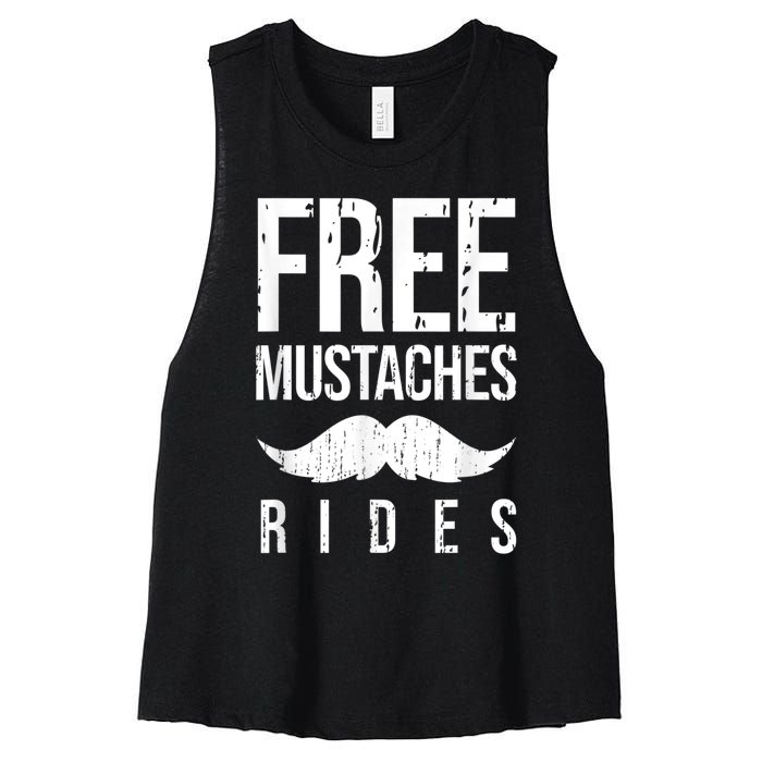 Free Mustache Rides Funny Women's Racerback Cropped Tank