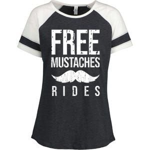 Free Mustache Rides Funny Enza Ladies Jersey Colorblock Tee