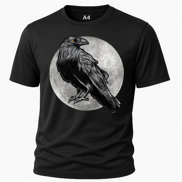 Full Moon Raven Bird Gift Scary Crow Cooling Performance Crew T-Shirt