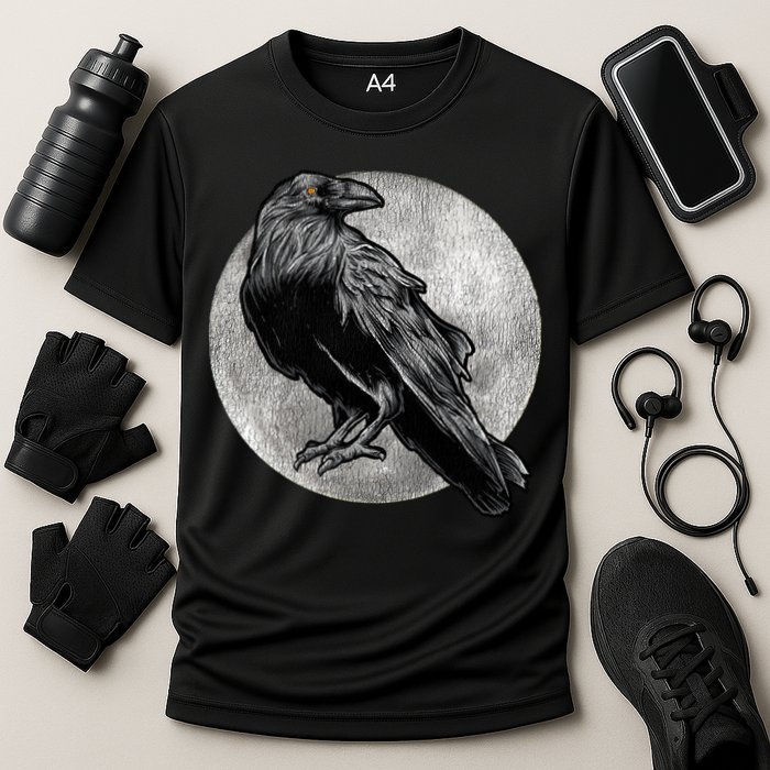 Full Moon Raven Bird Gift Scary Crow Cooling Performance Crew T-Shirt