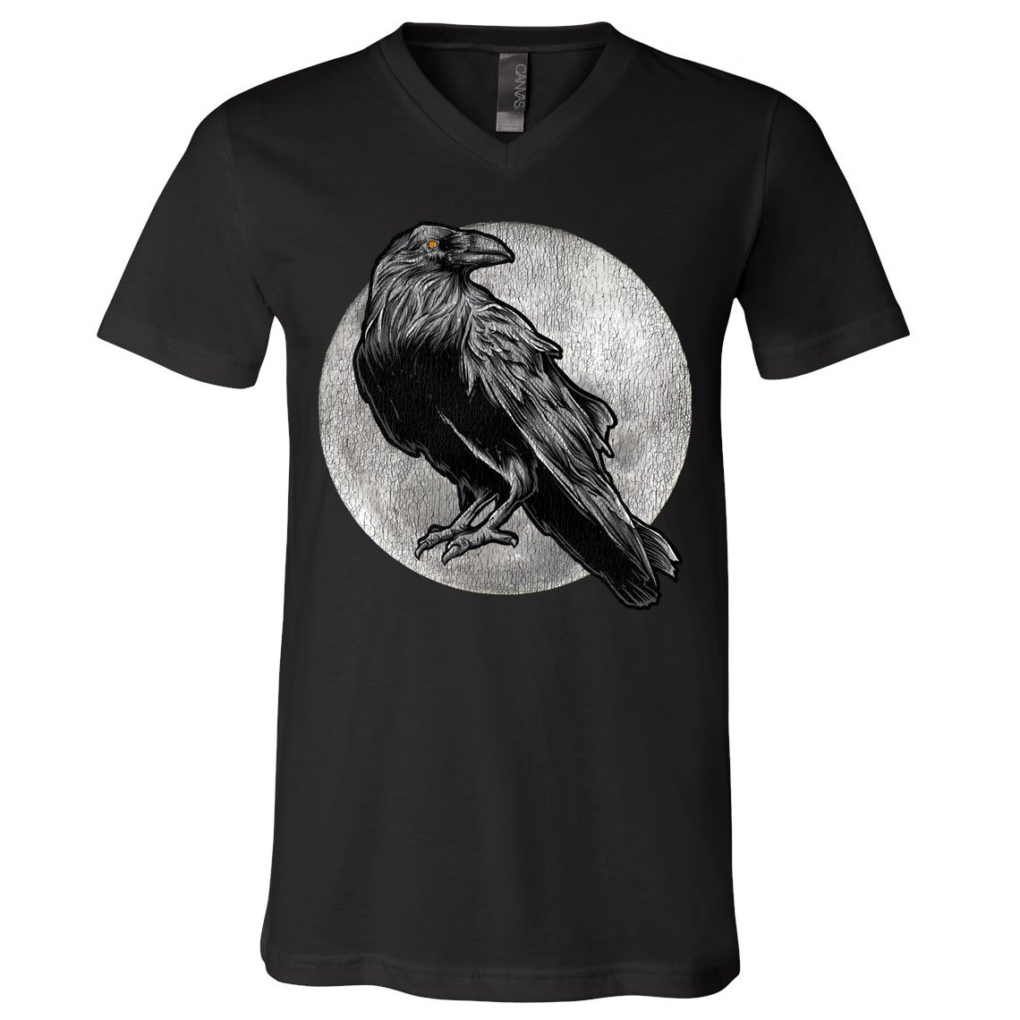 Full Moon Raven Bird Gift Scary Crow V-Neck T-Shirt