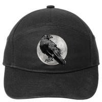 Full Moon Raven Bird Gift Scary Crow 7-Panel Snapback Hat