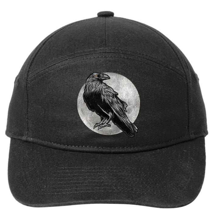 Full Moon Raven Bird Gift Scary Crow 7-Panel Snapback Hat