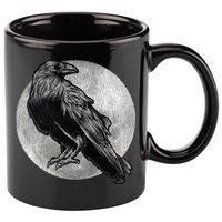 Full Moon Raven Bird Gift Scary Crow 11oz C Handle Ceramic Mug