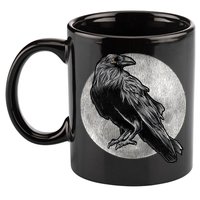 Full Moon Raven Bird Gift Scary Crow 11oz C Handle Ceramic Mug