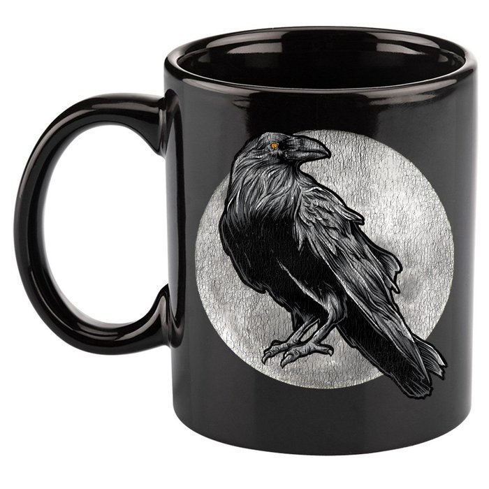 Full Moon Raven Bird Gift Scary Crow 11oz C Handle Ceramic Mug