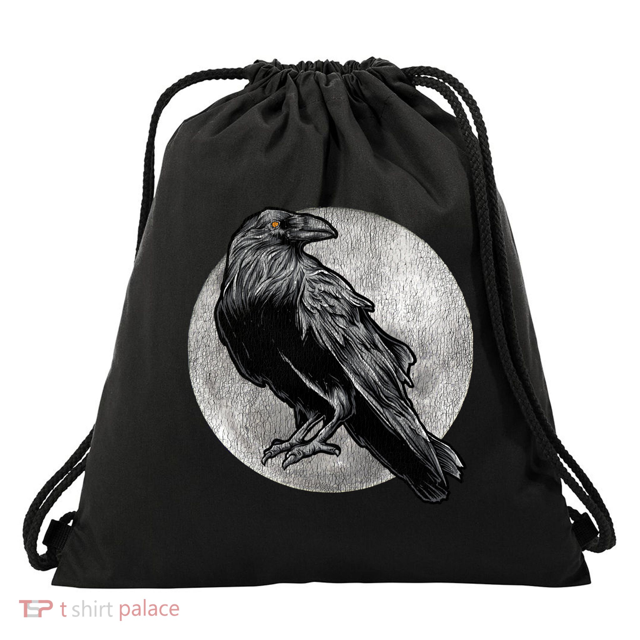 Full Moon Raven Bird Gift Scary Crow Drawstring Bag