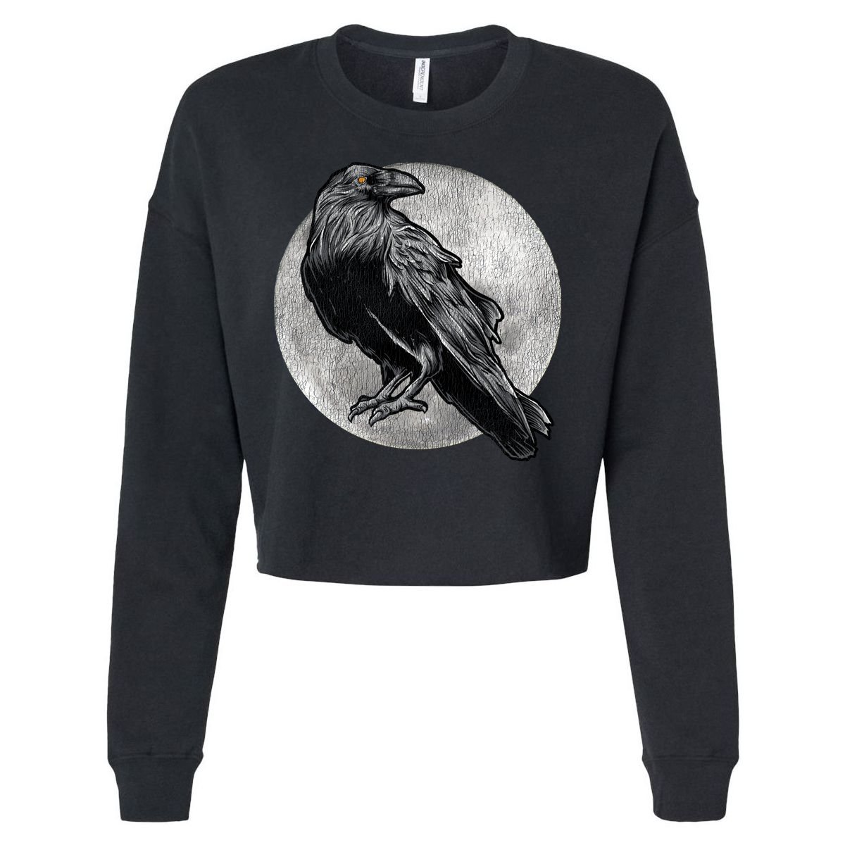 Full Moon Raven Bird Gift Scary Crow Cropped Pullover Crew