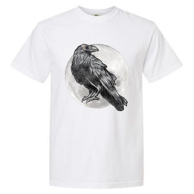 Full Moon Raven Bird Gift Scary Crow Garment-Dyed Heavyweight T-Shirt