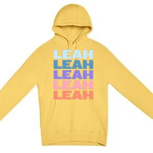 Funny Modern Repeated Text Design Leah Premium Pullover Hoodie