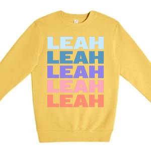 Funny Modern Repeated Text Design Leah Premium Crewneck Sweatshirt