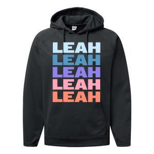 Funny Modern Repeated Text Design Leah Performance Fleece Hoodie