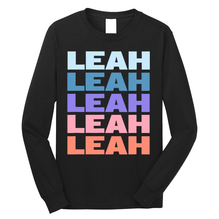 Funny Modern Repeated Text Design Leah Long Sleeve Shirt