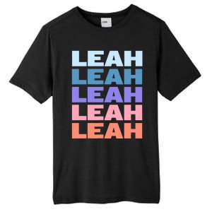 Funny Modern Repeated Text Design Leah Tall Fusion ChromaSoft Performance T-Shirt