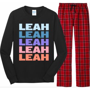 Funny Modern Repeated Text Design Leah Long Sleeve Pajama Set