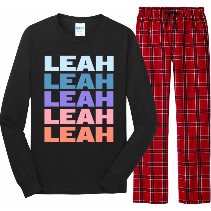 Funny Modern Repeated Text Design Leah Long Sleeve Pajama Set