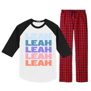 Funny Modern Repeated Text Design Leah Raglan Sleeve Pajama Set