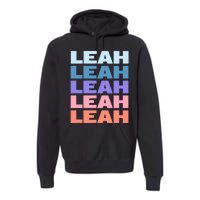 Funny Modern Repeated Text Design Leah Premium Hoodie