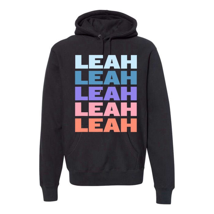 Funny Modern Repeated Text Design Leah Premium Hoodie