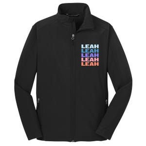 Funny Modern Repeated Text Design Leah Core Soft Shell Jacket