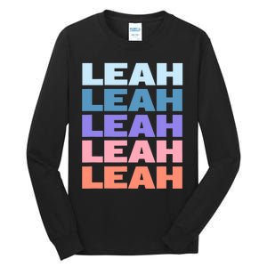 Funny Modern Repeated Text Design Leah Tall Long Sleeve T-Shirt