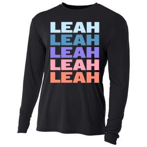 Funny Modern Repeated Text Design Leah Cooling Performance Long Sleeve Crew