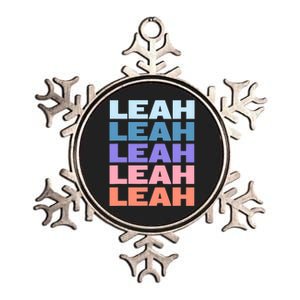 Funny Modern Repeated Text Design Leah Metallic Star Ornament