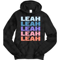 Funny Modern Repeated Text Design Leah Tie Dye Hoodie