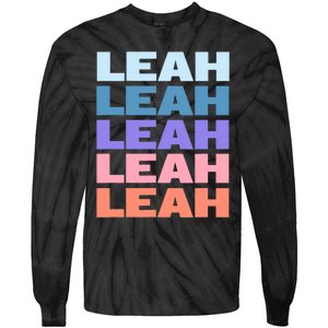 Funny Modern Repeated Text Design Leah Tie-Dye Long Sleeve Shirt