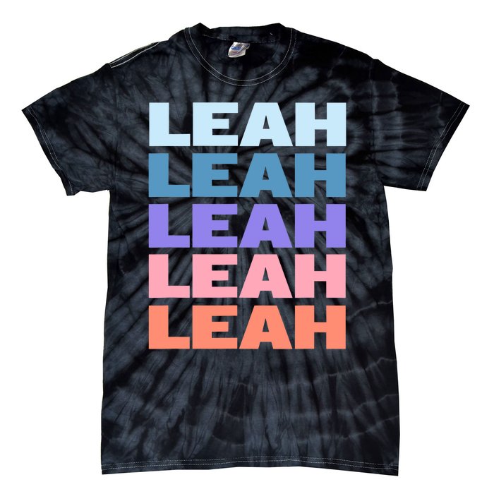 Funny Modern Repeated Text Design Leah Tie-Dye T-Shirt