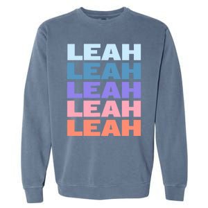 Funny Modern Repeated Text Design Leah Garment-Dyed Sweatshirt