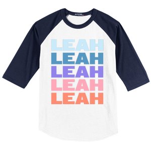 Funny Modern Repeated Text Design Leah Baseball Sleeve Shirt