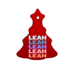 Funny Modern Repeated Text Design Leah Ceramic Tree Ornament