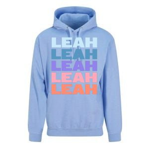 Funny Modern Repeated Text Design Leah Unisex Surf Hoodie