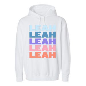 Funny Modern Repeated Text Design Leah Garment-Dyed Fleece Hoodie