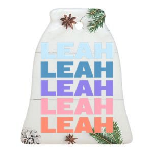 Funny Modern Repeated Text Design Leah Ceramic Bell Ornament