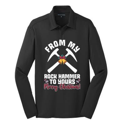 From My Rock Hammer To Yours Merry Christmas! Rockhounding Funny Gift Silk Touch Performance Long Sleeve Polo