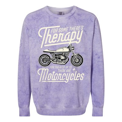 Funny Motorcycle Rider Therapy Vintage Biker Gift Colorblast Crewneck Sweatshirt