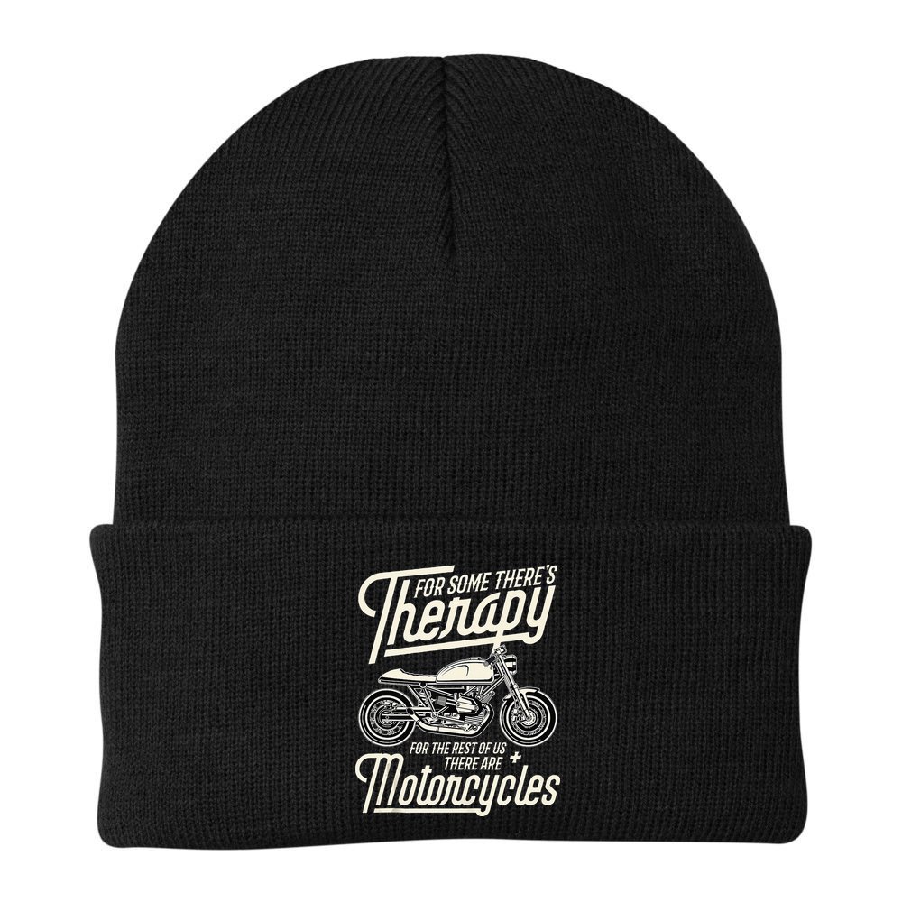 Funny Motorcycle Rider Therapy Vintage Biker Gift Beanie