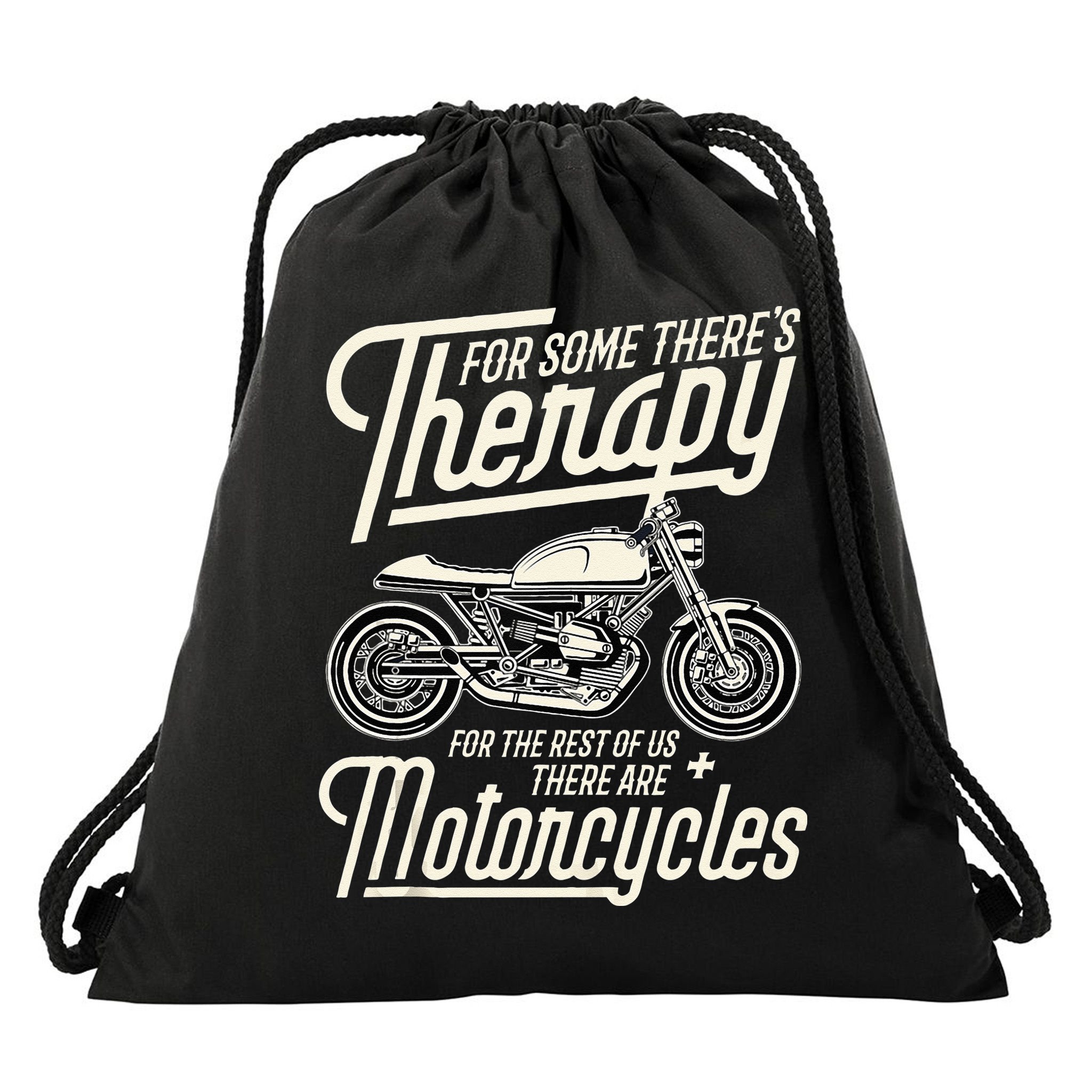 Funny Motorcycle Rider Therapy Vintage Biker Gift Drawstring Bag