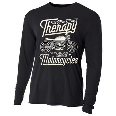 Funny Motorcycle Rider Therapy Vintage Biker Gift Cooling Performance Long Sleeve Crew